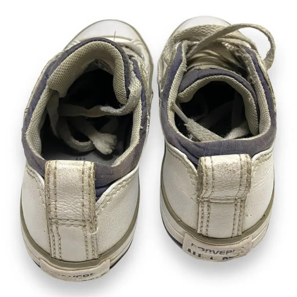 Converse Unisex Kids Shoes Size 12 Gray‎ White Leather Lace Up Ties 637664C